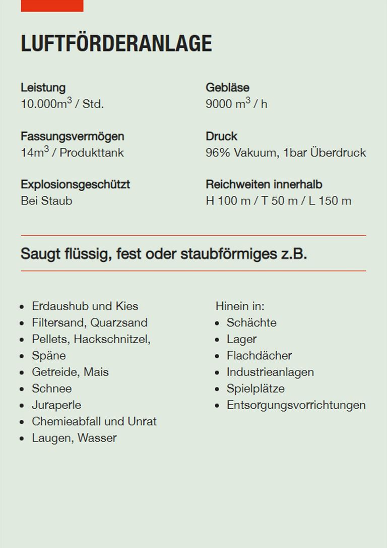 Saugbagger Sankt Augustin - Technische Daten LFA